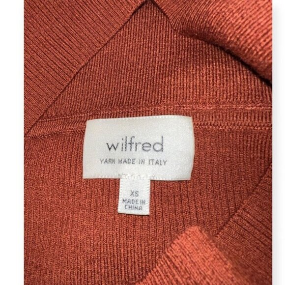 Aritzia WILFRED WOOL Knit Off Shoulder Sweater Dress stretch Burt Red XS Italy - Picture 7 of 8